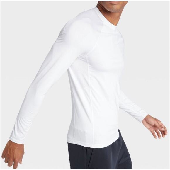 NEW Mens Athletic Fit TEE XXL Long Sleeve T Shirt White Activewear Top UPF50 NWT - Picture 5 of 8